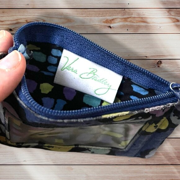 Vera Bradley Indigo Pop ID Zipper Case Key Chain Lanyard - Picture 3 of 4